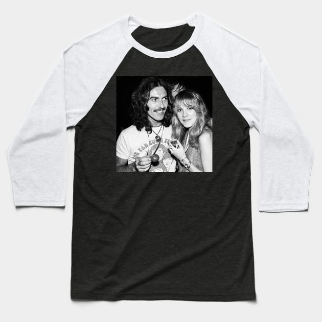 George Harrison and Stevie Nicks, 1978. Baseball T-Shirt by Hand of Lord